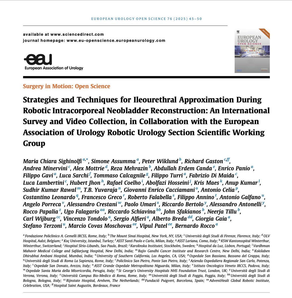 Dr. Giovanni E Cacciamani MD MSc FEBU 🇮🇹🇺🇸🇪🇺 (@cacciamani_md) on Twitter photo Robotic-assisted cystectomy strategies:
🔬 21 expert surgeons analyzed
🤖 Demanding ileourethral approximation: 86%
🏗️ Studer/Bordeaux reconstructions popular
📉 Trendelenburg reduction: 43%
#Urology #RARC #Neobladder #Pub2Post
tinyurl.com/4kethxyf
<a href="/MariaChiaraMCS/">Maria Chiara Sighinolfi</a> Robotic-assisted cystectomy strategies:
🔬 21 expert surgeons analyzed
🤖 Demanding ileourethral approximation: 86%
🏗️ Studer/Bordeaux reconstructions popular
📉 Trendelenburg reduction: 43%
#Urology #RARC #Neobladder #Pub2Post
tinyurl.com/4kethxyf
<a href="/MariaChiaraMCS/">Maria Chiara Sighinolfi</a>