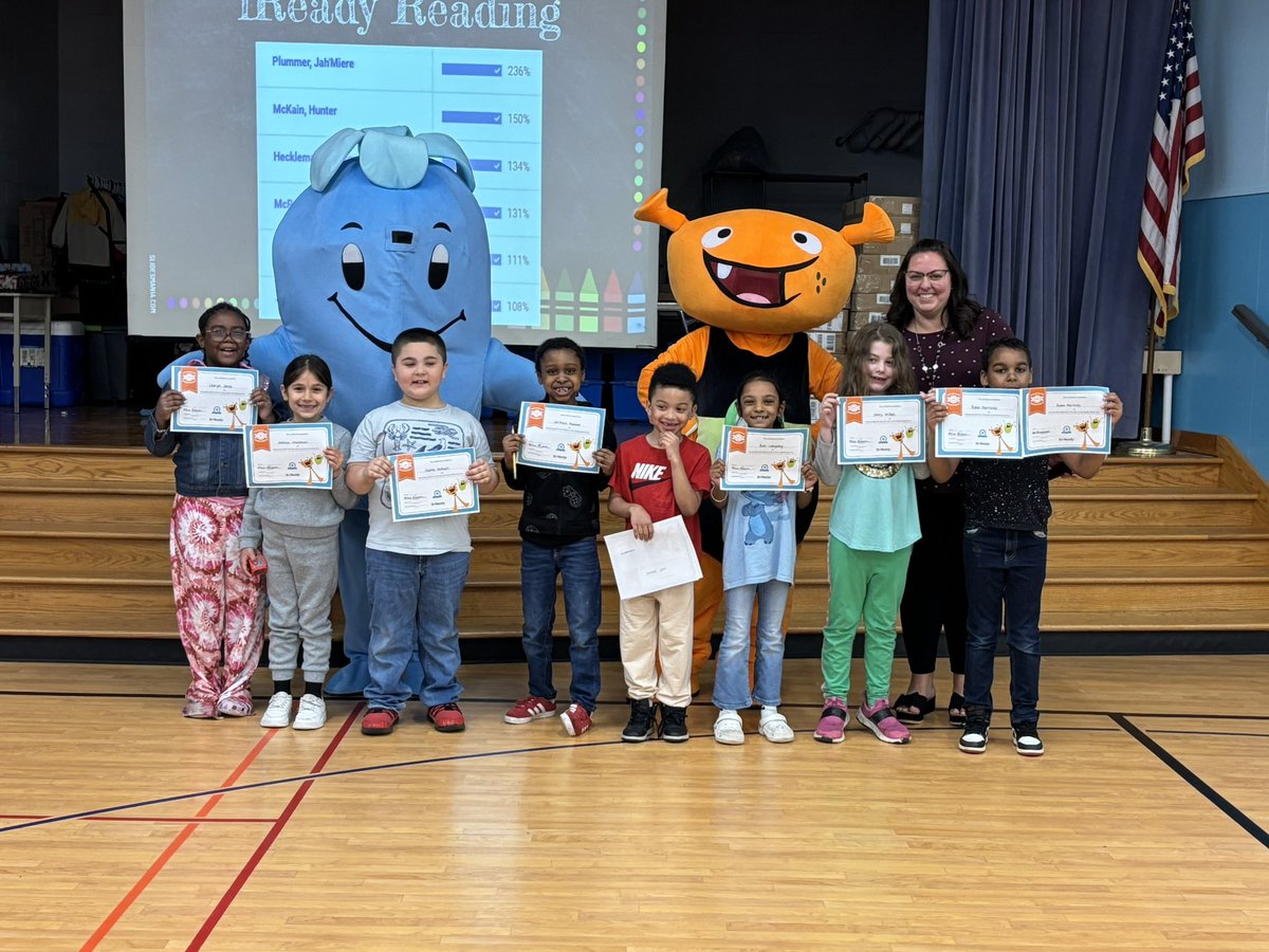ShannonCHeller's tweet photo. Guess who was in the house today?! Why, it’s none other than Plory and Westie, to celebrate the kickoff to our I-Ready assessments! Students acknowledged other peers for their growth in I-Ready, &amp; cheered each other on to do their best this time around! @GreeceELC @GreeceCentral https://t.co/cjIHurqASx