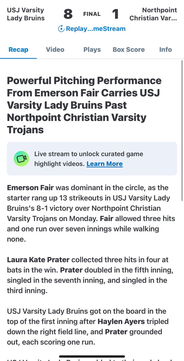 softball_usj's tweet photo. Good win ✅ Region Championship tomorrow 6pm.  Back at St George’s https://t.co/MOvtjDJGM8