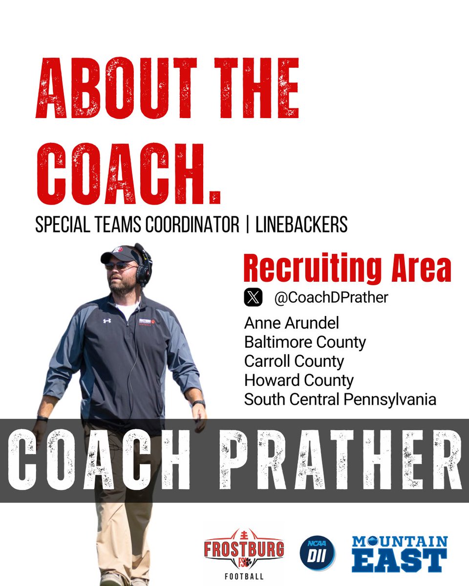 Frostburg Football (@frostburgfb) on Twitter photo Special Teams Coordinator, <a href="/CoachDPrather/">Derek Prather</a>, is meeting recruits in Maryland And Pennsylvania! Special Teams Coordinator, <a href="/CoachDPrather/">Derek Prather</a>, is meeting recruits in Maryland And Pennsylvania!