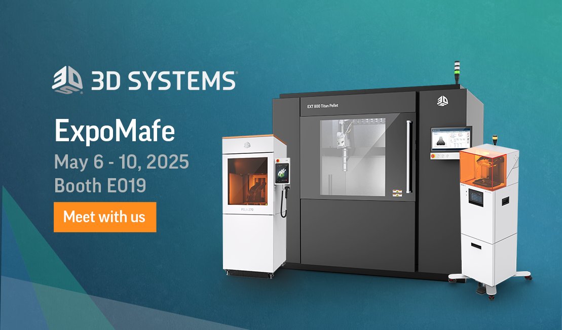 Find our team in São Paulo starting tomorrow, May 6 at ExpoMafe 2025! We'll be on-site in Booth N19 through May 10, sharing more about the latest innovations from 3D Systems: 3dsystems.com/events/expomaf…
