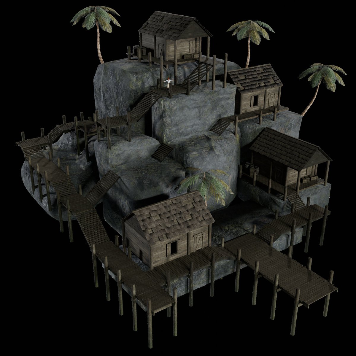 NobleCrowDev's tweet photo. Working on shack variations.I changed the original shingles to be separate 3D objects so I could create variation.

#blender #3dmodelling #gamedev
#pirates https://t.co/VIFvi1w66Q