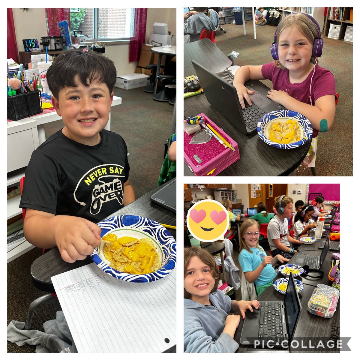 What a Monday! 🤩 
Celebrated Mrs. Womack this morning by sending her off in a hot air balloon. 
Then, we celebrated Cinco de Mayo with nachos in class!