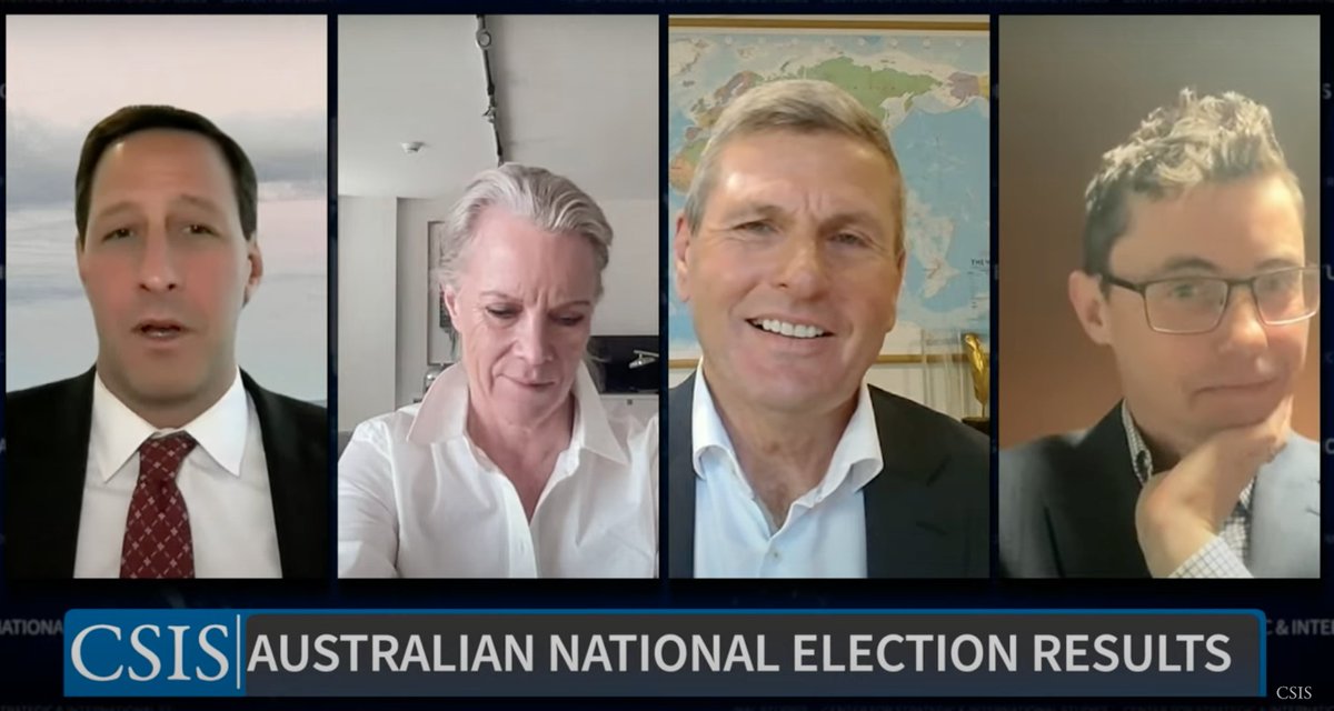 Charles Edel (@charlesedel) on Twitter photo Terrific <a href="/CSIS/">CSIS</a> <a href="/AustraliaChair/">CSIS Australia Chair</a> conversation on the foreign policy & national security implications of Australia's federal election with Chris Uhlmann, <a href="/latingle/">Laura Tingle</a> & <a href="/stephendziedzic/">Stephen Dziedzic</a>.
Watch the discussion 👇
youtube.com/watch?v=V0lcqL… <a href="/abcnews/">ABC News</a> <a href="/SkyNewsAust/">Sky News Australia</a> <a href="/australian/">The Australian</a> Terrific <a href="/CSIS/">CSIS</a> <a href="/AustraliaChair/">CSIS Australia Chair</a> conversation on the foreign policy & national security implications of Australia's federal election with Chris Uhlmann, <a href="/latingle/">Laura Tingle</a> & <a href="/stephendziedzic/">Stephen Dziedzic</a>.
Watch the discussion 👇
youtube.com/watch?v=V0lcqL… <a href="/abcnews/">ABC News</a> <a href="/SkyNewsAust/">Sky News Australia</a> <a href="/australian/">The Australian</a>