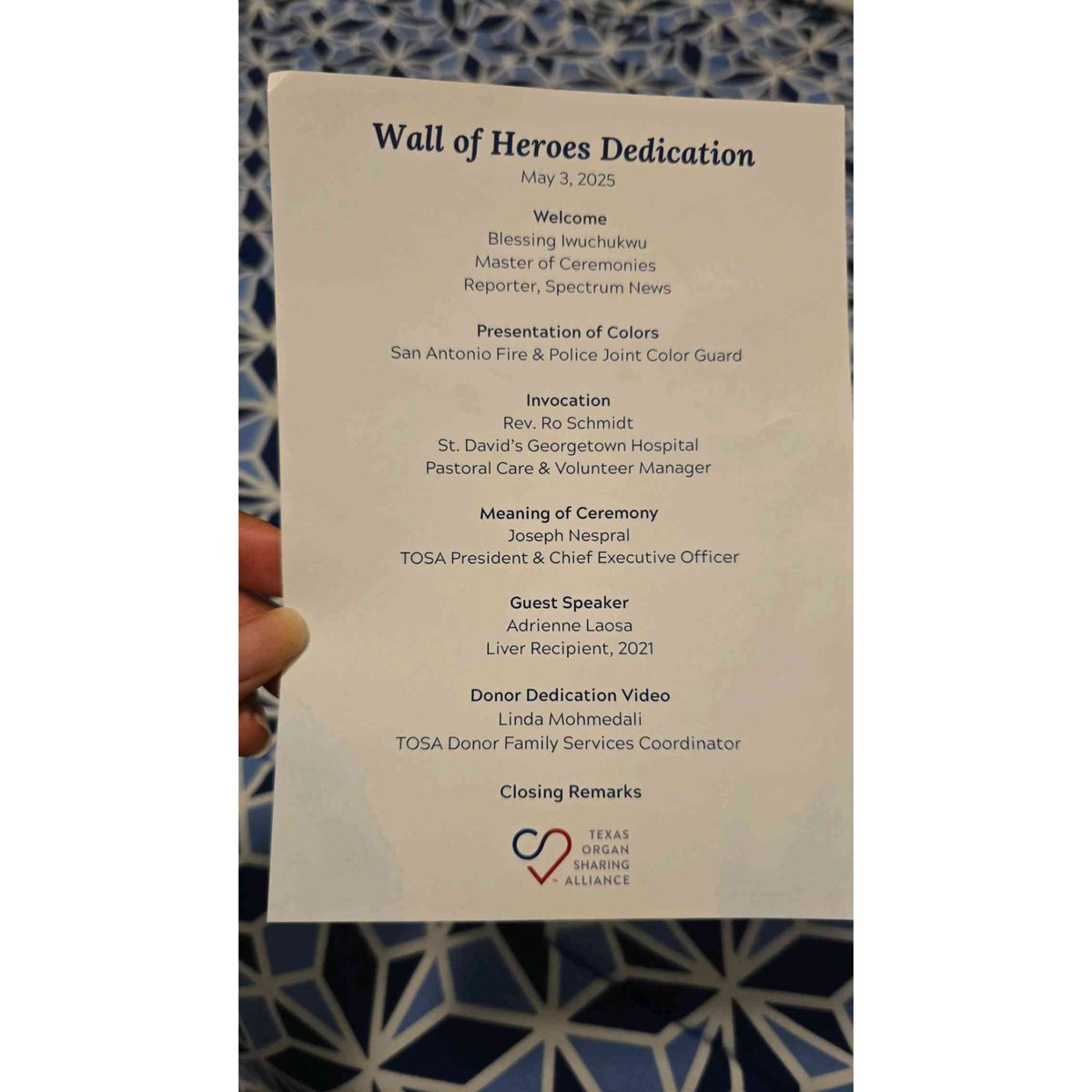 TheBlessedMesss's tweet image. Thanks to @lindybrady &amp;amp; Texas Organ Sharing Alliance for inviting me to Emcee this year&apos;s Wall of Heroes Dedication in San Antonio on Saturday. 

It was an honor to be in a room with hundreds of family members/doctors/loved ones impacted by organ donation ❤️
#GiveLife 
#TOSA