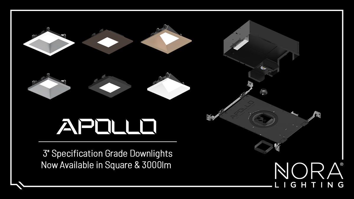 We are excited to announce that our 3" Apollo downlights are now available in square options and up to 3000 lumens!
- Adjustable LED mechanism (361° Rotation / 45° Tilt 📏
- Flanged &amp; trimless millwork installations 🏗 noralighting.com/Apollo
#apollo #recessed #lighting #LED