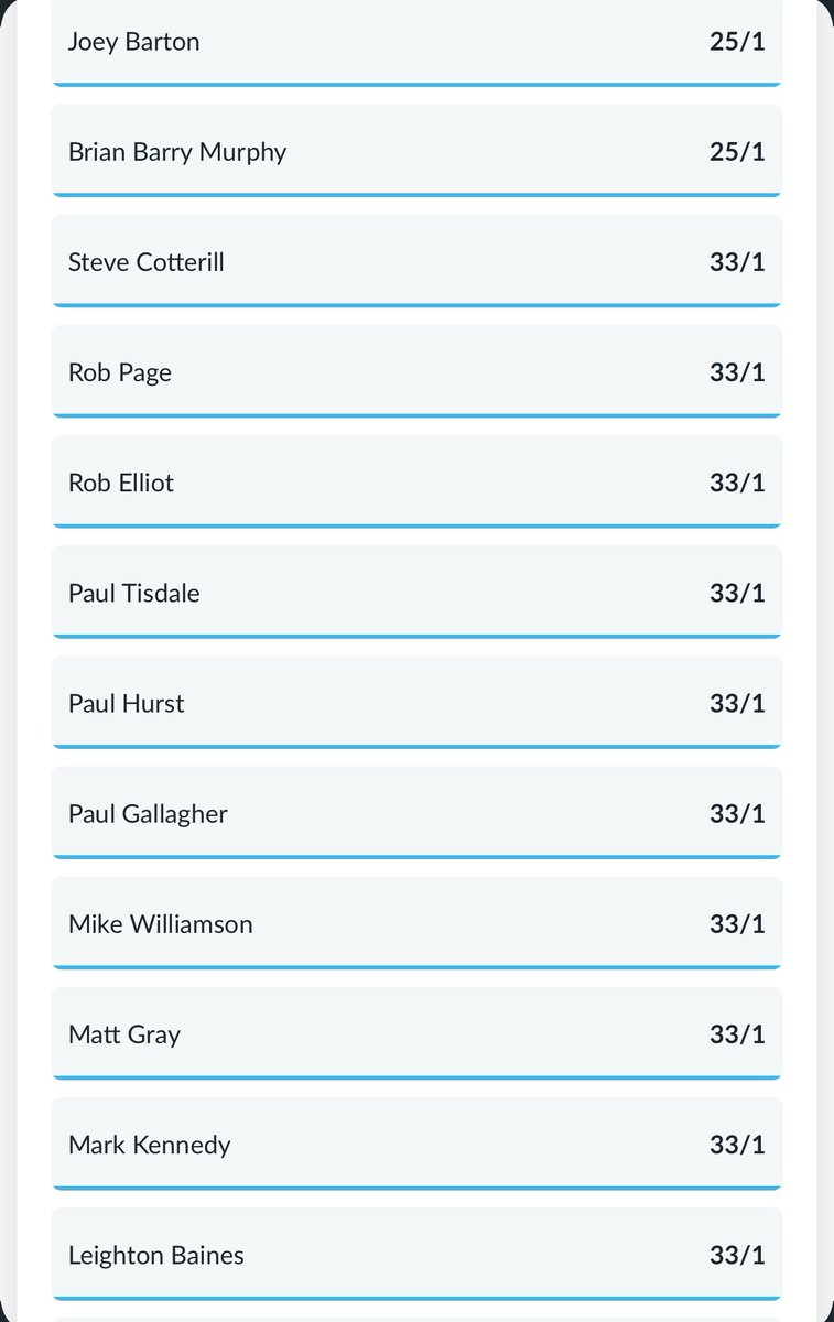 GasNewManager's tweet image. 6.5.2025 Early Morning Update
DC holds the fort at favourite, while Jon Brady moves up to 2nd place after a fall off from Evans

Top 6
1️⃣ Darrell Clarke 4/5
2️⃣ Jon Brady 5/2
3️⃣ Michael Duff 4/1
4️⃣ Ian Evatt 8/1
5️⃣ Steve Evans 8/1
6️⃣ Luke Williams 20/1