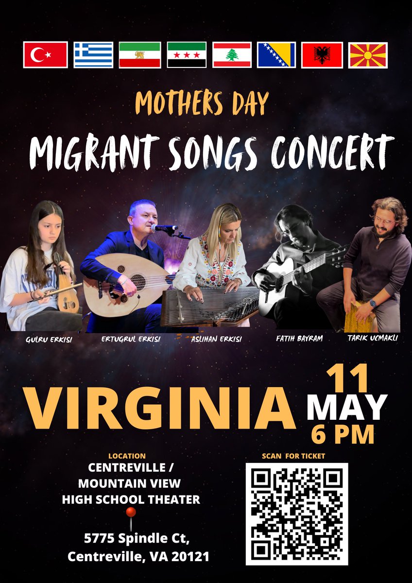 Çoğunluğu Türkçe ve dost coğrafyanın makam şarkıları ile 11 Mayıs #AnnelerGünü nde #Virginia #Centreville deyiz. Marifet iltifata tabidir..

buytickets.at/nirvanamusicar…