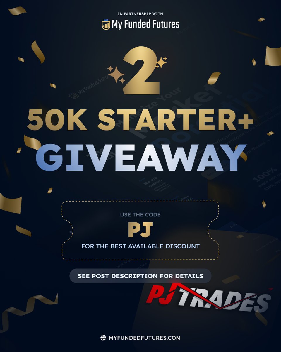 🚨New 2x 50k Starter Account Giveaway!

To enter the giveaway you must complete the following three steps! 

1. Must be following <a href="/PJtrades_NQ/">PJ Trades</a> , <a href="/MyFundedFutures/">MyFundedFutures</a> 

2. Like this post and tag two friends in the comments

3. Must also be following my PJ on Instagram