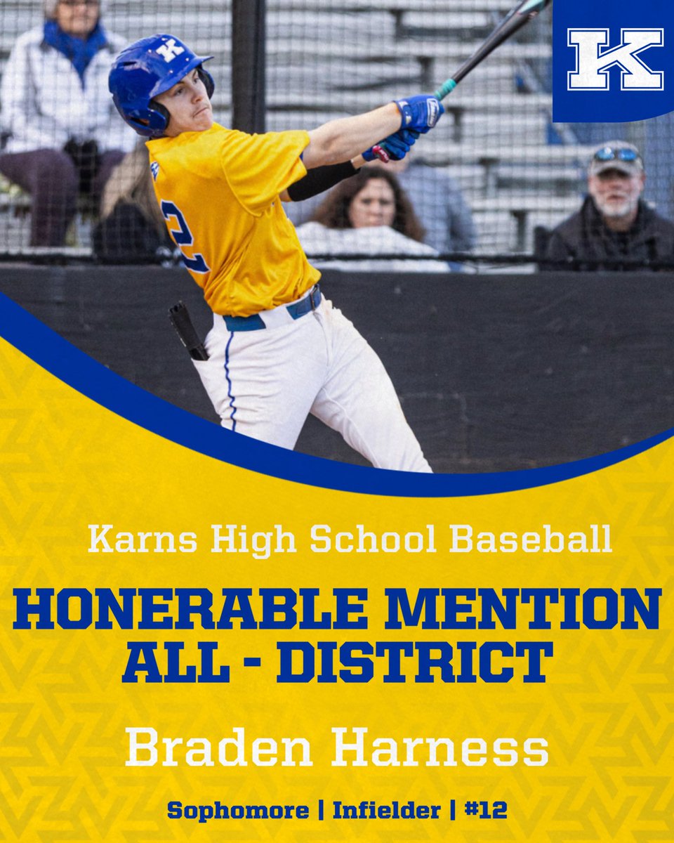KarnsBaseball's tweet image. Congrats to Sophomores Braden Harness and Blake Bowers for making the Honerable Mention All -District team. #DamStrong 
@AthleticsKarns