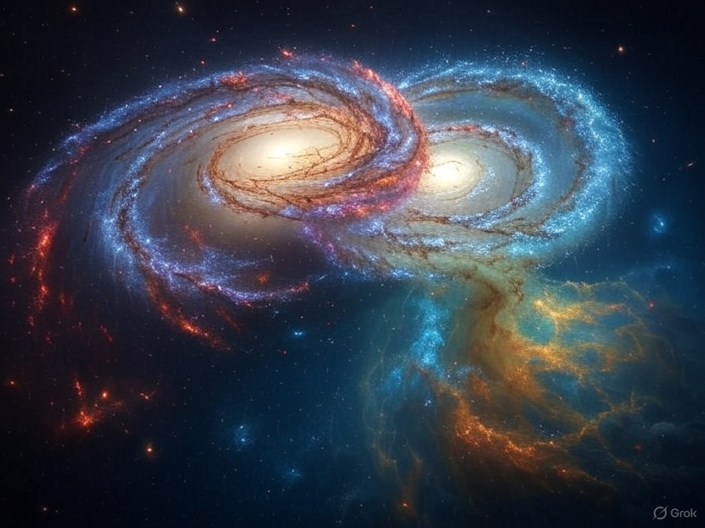 PoetAmused's tweet photo. #Aiart extras #space #CollidingGalaxies https://t.co/Qt1kvKZPNf