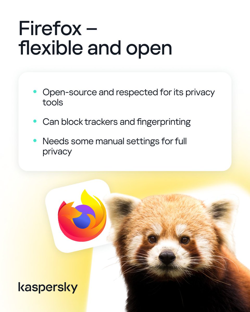 kaspersky's tweet image. Your browser is watching you 👀‼️

#GoogleChrome. #MicrosoftEdge, &amp;amp; more. One by one, they’ve cracked down on ad blockers, embraced fingerprinting, and rewritten the rules, all while pocketing your data.

So, who’s actually on your side? Swipe to uncover the best private…