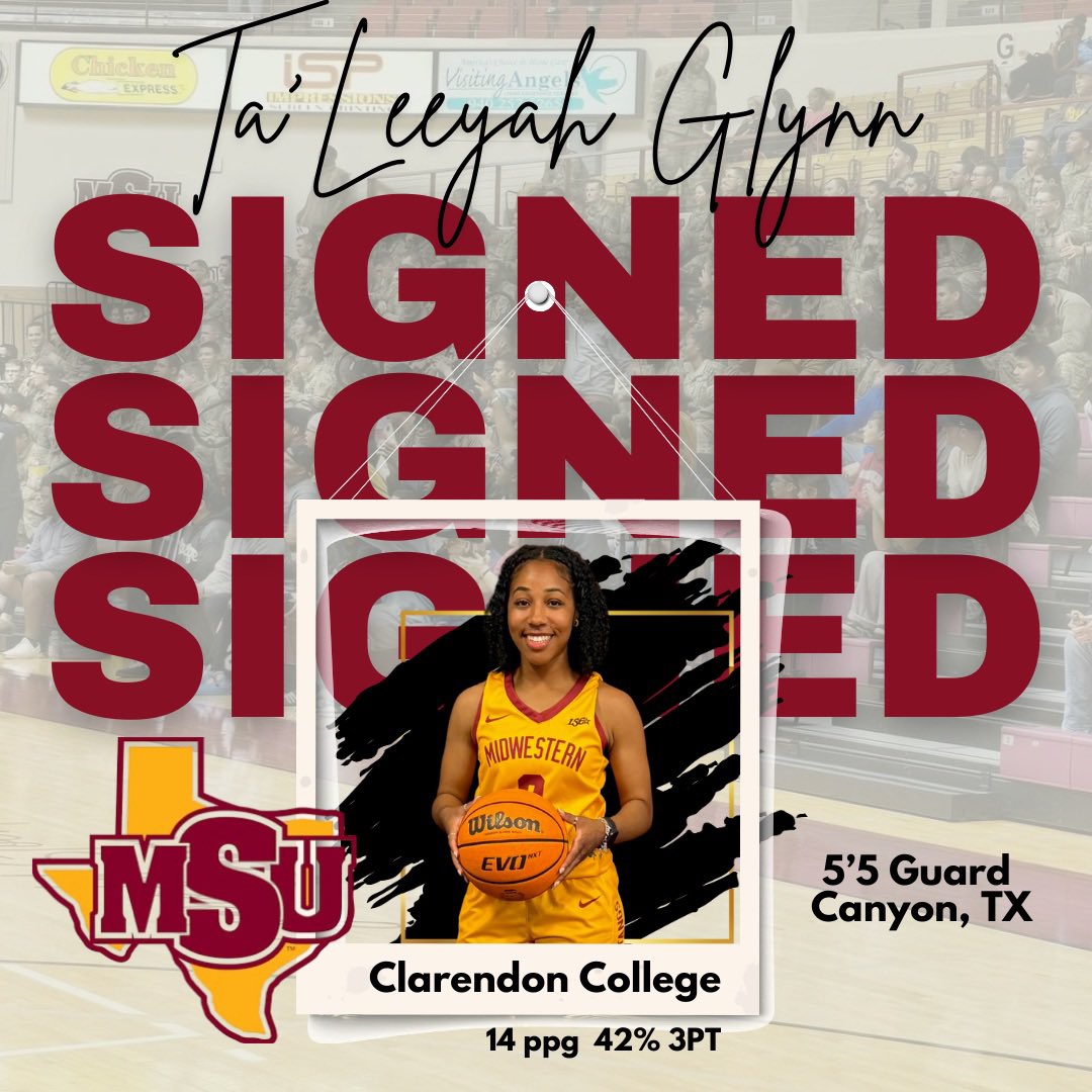 𝓢𝓲𝓰𝓷𝓮𝓭, 𝓼𝓮𝓪𝓵𝓮𝓭, 𝓭𝓮𝓵𝓲𝓿𝓮𝓻𝓮𝓭! ✍️

Join us in welcoming Ta’Leeyah Glynn to #wichitafallstx from Clarendon College. Glynn is a tough nose defender &amp; can score. She averaged 14 ppg while shooting 43% from behind the arc! 🔥

Welcome to the herd, Ta’Leeyah! 🐎