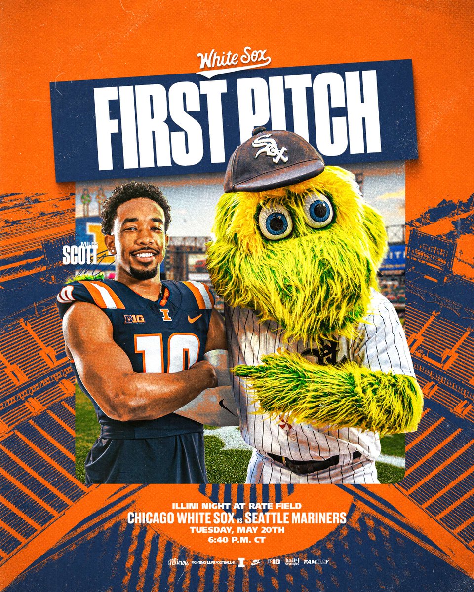 Illinois Football (@illinifootball) on Twitter photo Throwing out the pitch for his hometown team.
Join Miles Scott and <a href="/KOdeluga/">Kenenna Odeluga</a> at Rate Field for Illini Night as they sign autographs pregame. Throwing out the pitch for his hometown team.
Join Miles Scott and <a href="/KOdeluga/">Kenenna Odeluga</a> at Rate Field for Illini Night as they sign autographs pregame.