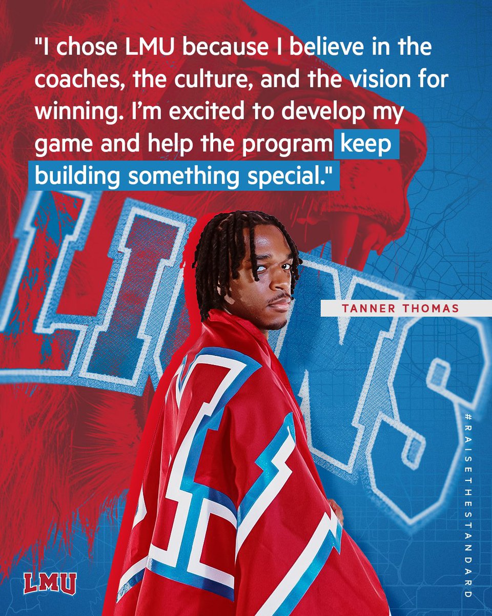 LMU Men's Basketball (@lmulionsmbb) on Twitter photo “I chose LMU because I believe in the coaches, the culture, and the vision for winning.” - <a href="/imtannerthomas/">Tanner Thomas</a>
#RaiseTheStandard “I chose LMU because I believe in the coaches, the culture, and the vision for winning.” - <a href="/imtannerthomas/">Tanner Thomas</a>
#RaiseTheStandard