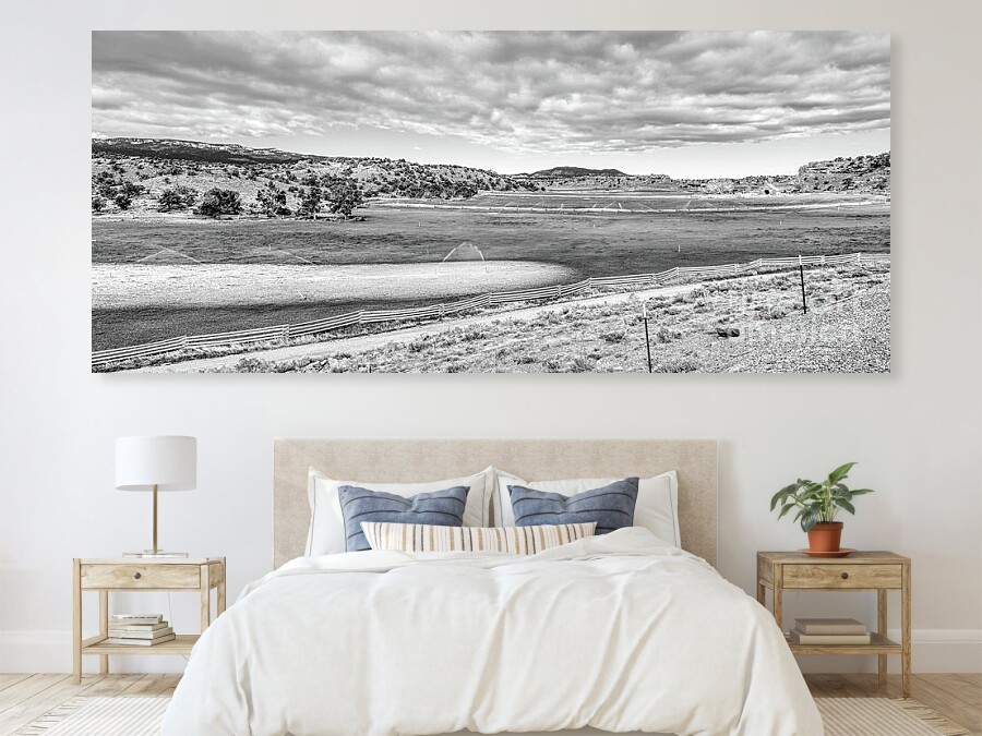 A black and white photo as irrigation waters the field on a farm in Torrey, Utah <a href="/FineArtAmerica/">Fine Art America</a> 
5-jennifer-white.pixels.com/featured/torre…
#buyintoart #photography #fineart