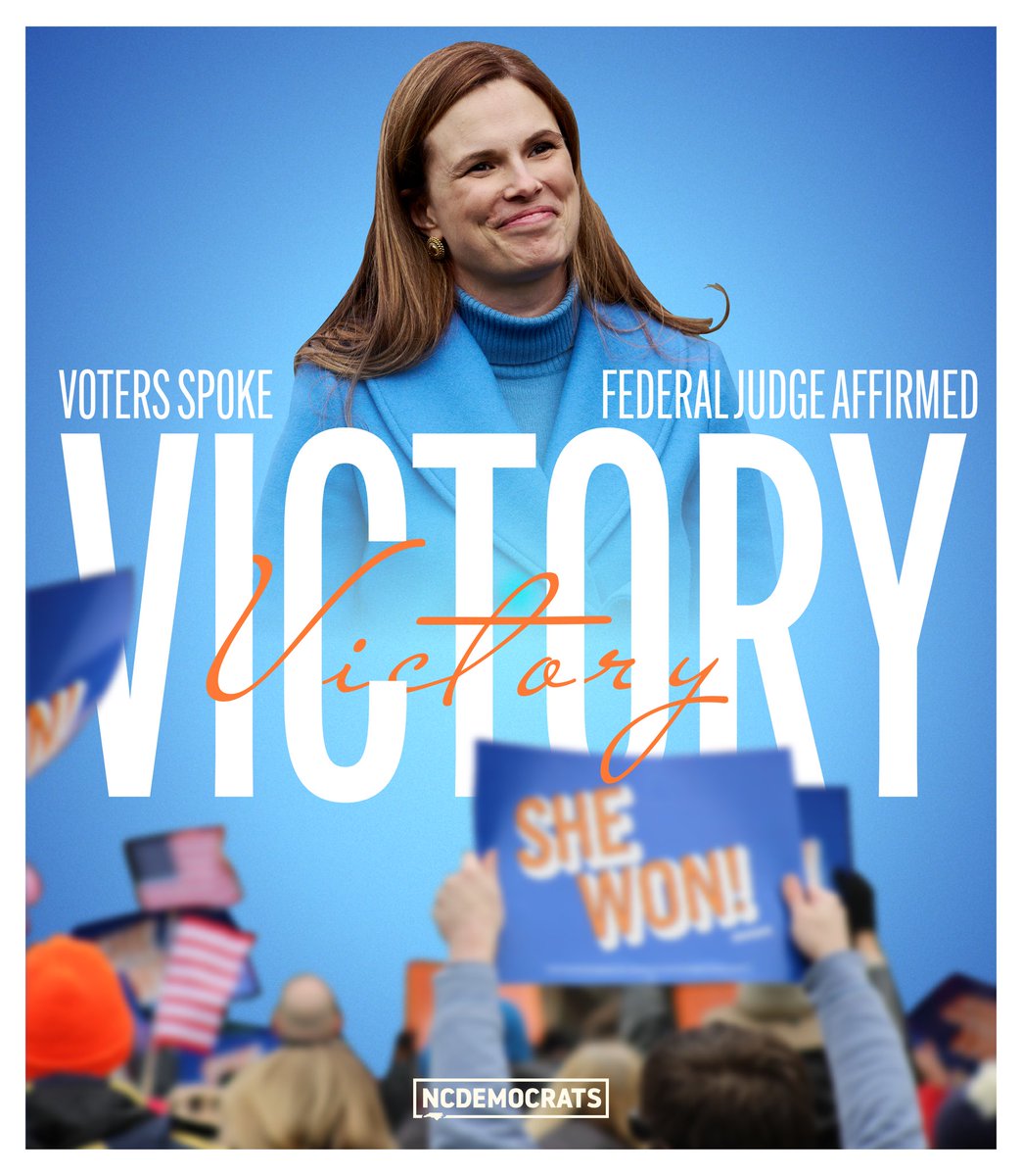 VICTORY: Today, a US District Court ordered Justice Allison Riggs' victory to the NC Supreme Court be certified.
