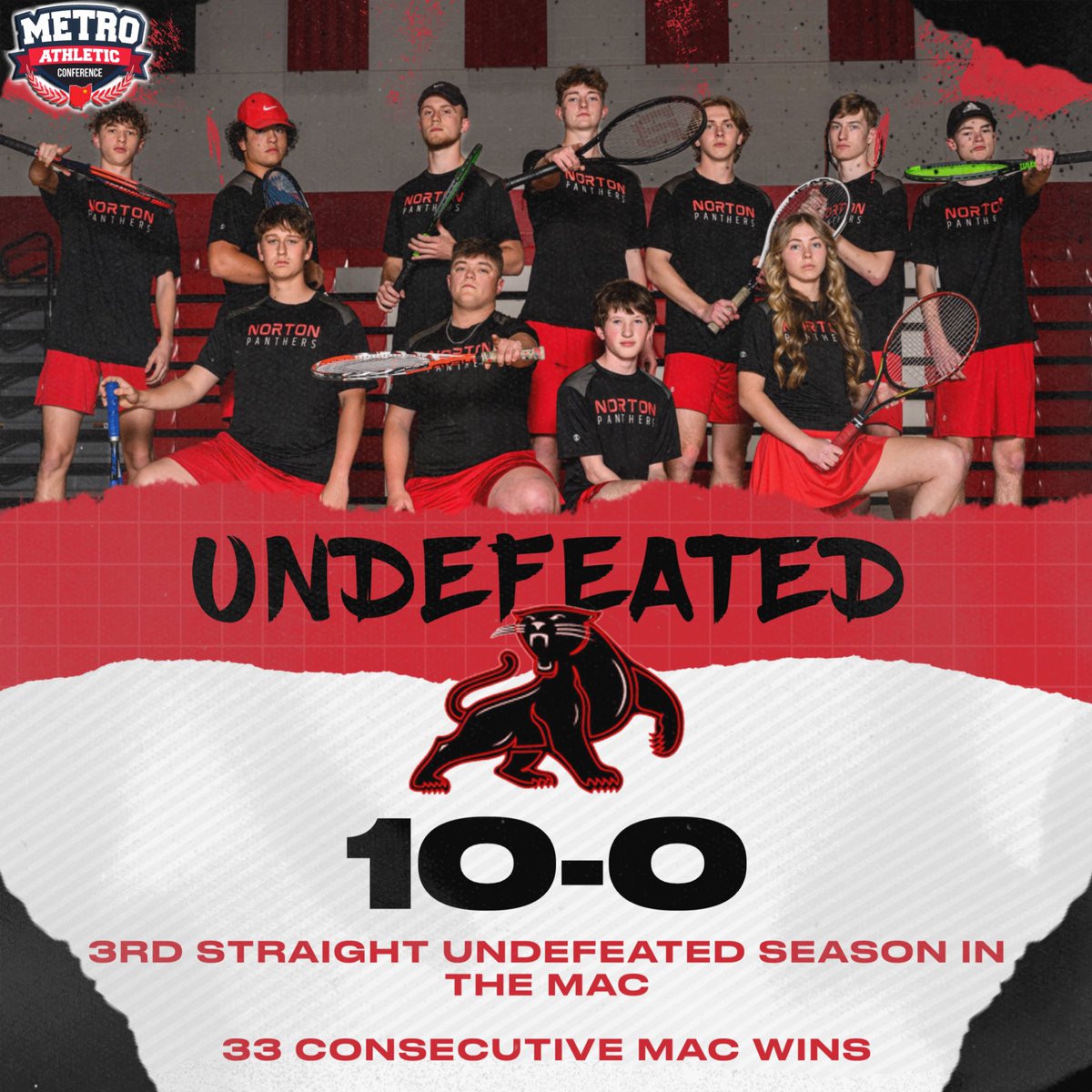 Congratulations to the Norton Boys Tennis team for completing their 3rd straight undefeated season in the MAC!