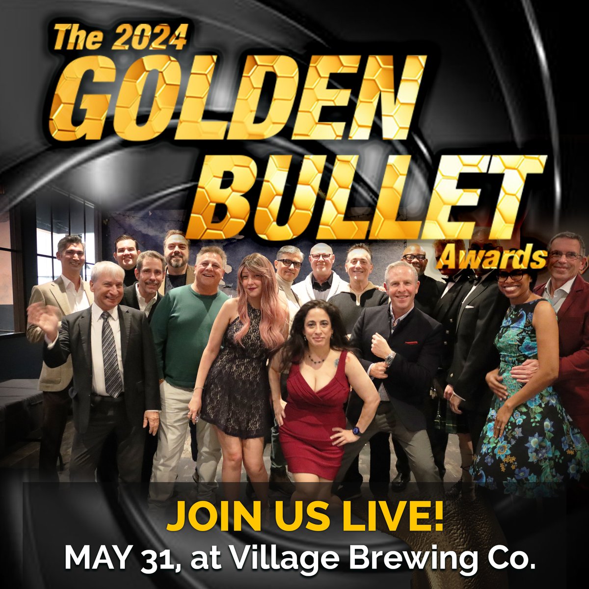 rolandhulme's tweet image. On May 31 at 7pm, join us for The Golden Bullet Awards, celebrating the best #jamesbond creators from 2024. The event will be live-streamed globally, but you can be with us in person at @brewing_village - buy your tickets here: buytickets.at/rolandhulme/16…