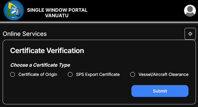 swpvanuatu's tweet photo. This week’s #VeSWPortal, Feature 02 - To enhance and facilitate compliance checks, certificates that are issued in the Vanuatu Single Window system can be verified on the Portal by authorities concerned at the foreign ports of entries.
🌐https://t.co/FYNFi8fvHy https://t.co/S2I6Me43J0