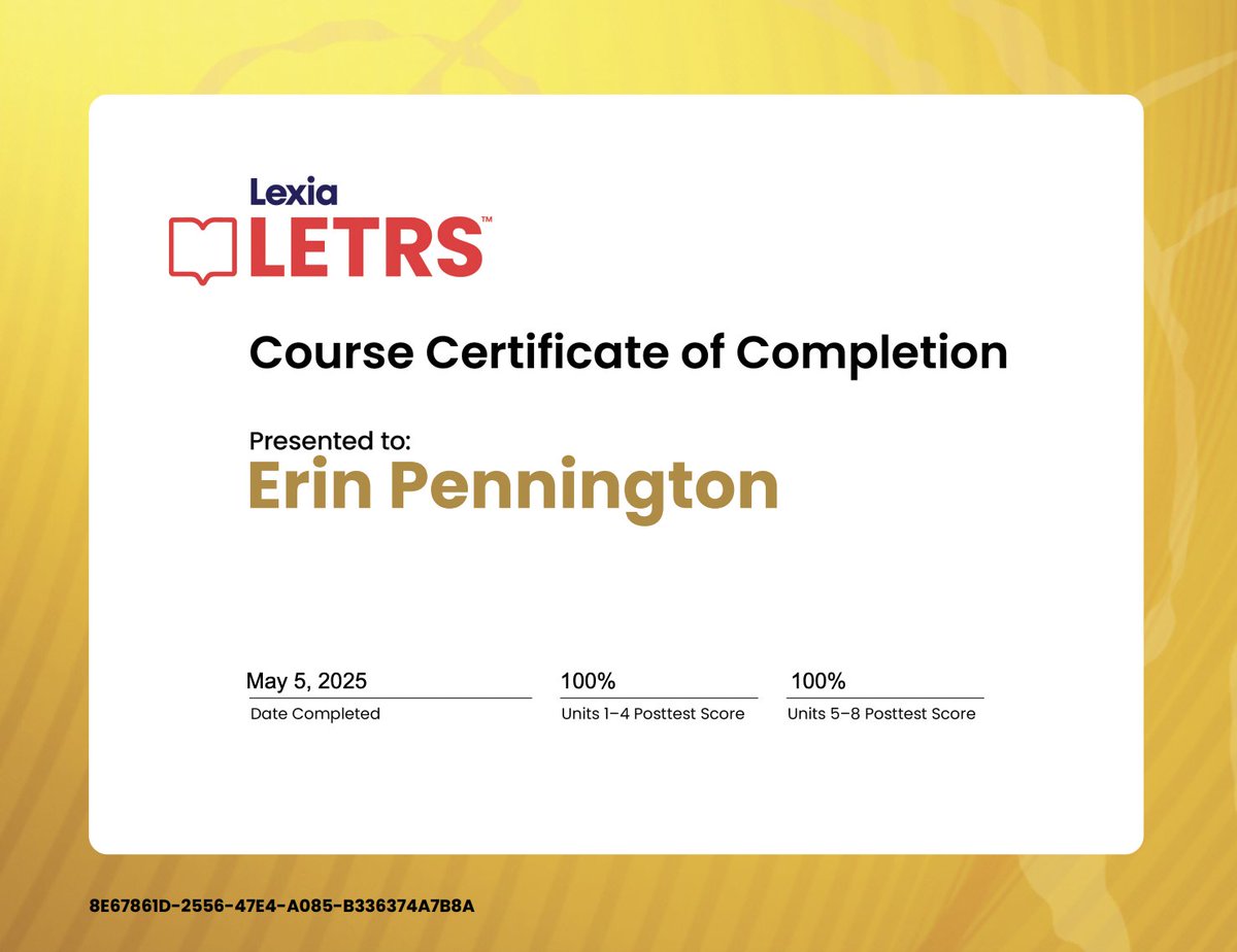 🎉 Finally made time tonight to wrap up my LETRS training! Grateful for the deep dive into the science of reading and excited to keep empowering young readers with evidence-based practices.📚