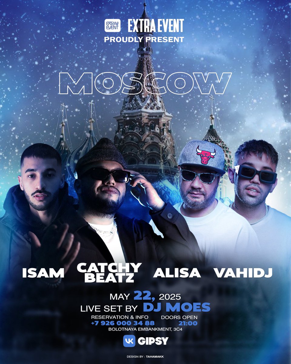 tahamkr's tweet photo. 22 May, Moscow ba catchy, Isam, Dj Alisa, Dj Vahid, Design poster ba man ❤️‍🔥🫡

#concert #moscow #catchybeatz #isam #alisadeghi #vahidj https://t.co/bRI6KefYYa