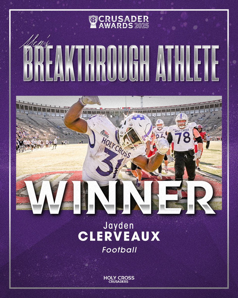 Holy Cross Athletics (@goholycross) on Twitter photo Good luck tackling him 🏈😤
The Men’s Breakthrough Athlete of the Year is football running back Jayden Clerveaux
#GoCrossGo | <a href="/HCrossFB/">Holy Cross Football</a> Good luck tackling him 🏈😤
The Men’s Breakthrough Athlete of the Year is football running back Jayden Clerveaux
#GoCrossGo | <a href="/HCrossFB/">Holy Cross Football</a>