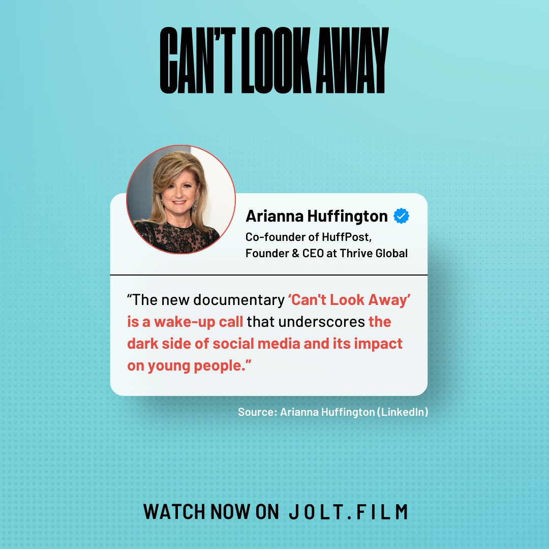 Jolt.film (@joltfilm) on Twitter photo ☎️ Wake-up call indeed. Thanks for spreading the word, <a href="/ariannahuff/">Arianna Huffington</a>! Watch: on.jolt.film/3GGOtDW
<a href="/DCTVny/">DCTV</a> <a href="/MattODocs/">Matt O'Neill</a> <a href="/perripeltz/">Perri Peltz</a> <a href="/livcarville/">Olivia Carville</a> #cantlookawaydoc #watchonjolt ☎️ Wake-up call indeed. Thanks for spreading the word, <a href="/ariannahuff/">Arianna Huffington</a>! Watch: on.jolt.film/3GGOtDW
<a href="/DCTVny/">DCTV</a> <a href="/MattODocs/">Matt O'Neill</a> <a href="/perripeltz/">Perri Peltz</a> <a href="/livcarville/">Olivia Carville</a> #cantlookawaydoc #watchonjolt
