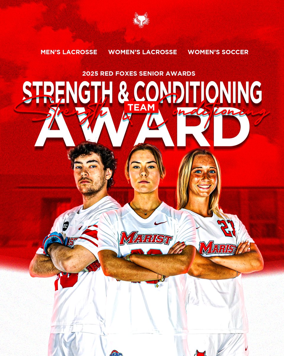 Marist Athletics (@maristathletics) on Twitter photo 𝟐𝟎𝟐𝟓 𝐌𝐚𝐫𝐢𝐬𝐭 𝐀𝐭𝐡𝐥𝐞𝐭𝐢𝐜𝐬 𝐒𝐞𝐧𝐢𝐨𝐫 𝐀𝐰𝐚𝐫𝐝𝐬:
Team Advantage Strength & Conditioning Awards winners are <a href="/Marist_MensLax/">Marist Lacrosse</a>, <a href="/MaristWSoccer/">Marist Women's Soccer</a>, and <a href="/MaristWomensLax/">Marist University WLax</a> !!!!
#GoRedFoxes 𝟐𝟎𝟐𝟓 𝐌𝐚𝐫𝐢𝐬𝐭 𝐀𝐭𝐡𝐥𝐞𝐭𝐢𝐜𝐬 𝐒𝐞𝐧𝐢𝐨𝐫 𝐀𝐰𝐚𝐫𝐝𝐬:
Team Advantage Strength & Conditioning Awards winners are <a href="/Marist_MensLax/">Marist Lacrosse</a>, <a href="/MaristWSoccer/">Marist Women's Soccer</a>, and <a href="/MaristWomensLax/">Marist University WLax</a> !!!!
#GoRedFoxes