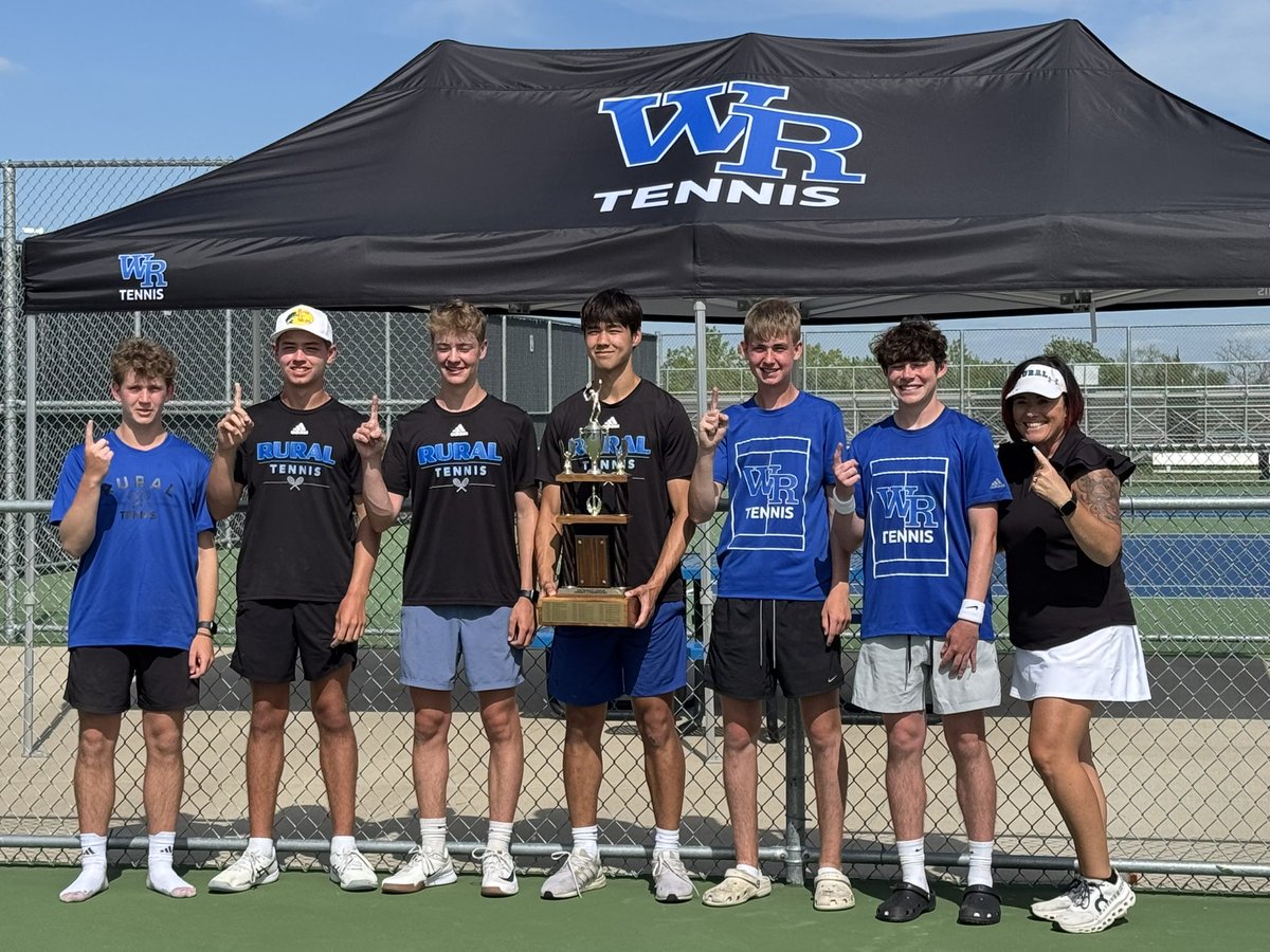 WRHS TENNIS (@tenniswrhs) on Twitter photo CENTENNIAL LEAGUE CHAMPIONS 🏆
Team finish - 1st
1S - Knudtson - 3rd
2S - Jones - 5th
1D - Deutscher/Willingham - 1st
2D - Tryhus/O’Connor - 4th
<a href="/peterson_rick/">Rick Peterson</a> <a href="/WRHS_AD/">Charlie Nimz</a> <a href="/photoninja13/">Doug Walker</a> <a href="/sportsinkansas/">Sports in Kansas</a> CENTENNIAL LEAGUE CHAMPIONS 🏆
Team finish - 1st
1S - Knudtson - 3rd
2S - Jones - 5th
1D - Deutscher/Willingham - 1st
2D - Tryhus/O’Connor - 4th
<a href="/peterson_rick/">Rick Peterson</a> <a href="/WRHS_AD/">Charlie Nimz</a> <a href="/photoninja13/">Doug Walker</a> <a href="/sportsinkansas/">Sports in Kansas</a>