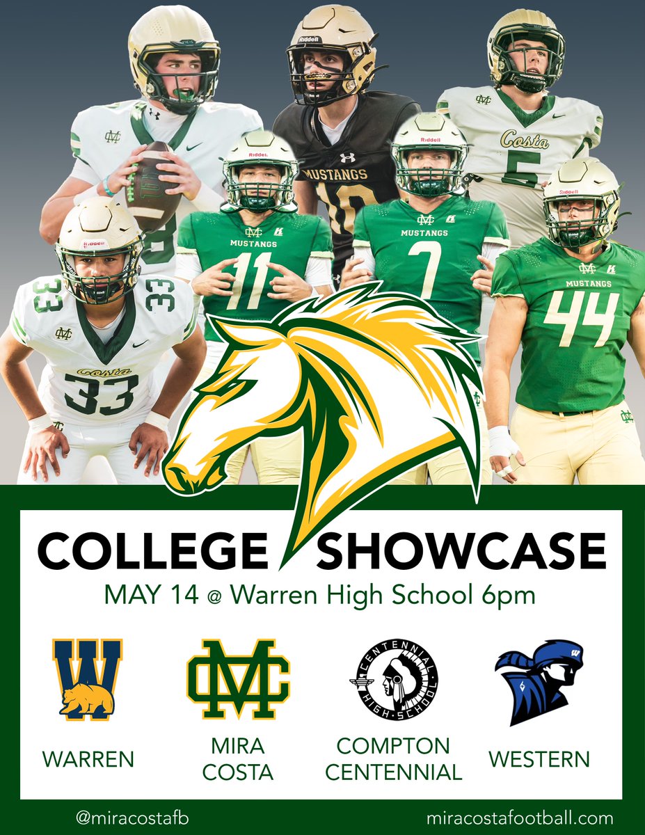 BT THOMPSON (@thompsonsctg) on Twitter photo Reminder for Recruiters … College Showcase @ Warren HS, CA May 14th, 6pm. Prospect Spotlight
<a href="/lukemeeker_/">Luke Meeker</a> <a href="/LiamMeekerQB/">Liam Meeker</a> <a href="/MiraCostaFB/">Mira Costa Football</a> Reminder for Recruiters … College Showcase @ Warren HS, CA May 14th, 6pm. Prospect Spotlight
<a href="/lukemeeker_/">Luke Meeker</a> <a href="/LiamMeekerQB/">Liam Meeker</a> <a href="/MiraCostaFB/">Mira Costa Football</a>