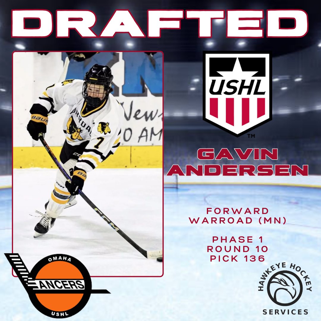 Congrats to Gavin Andersen on being selected by the <a href="/OmahaLancers/">Omaha Lancers</a> in the #USHLDraft Phase 1!  #HHS <a href="/WarroadHShockey/">Warroad Boys Hockey</a> <a href="/YouthHockeyHub/">YHH</a> <a href="/USHL/">USHL</a>