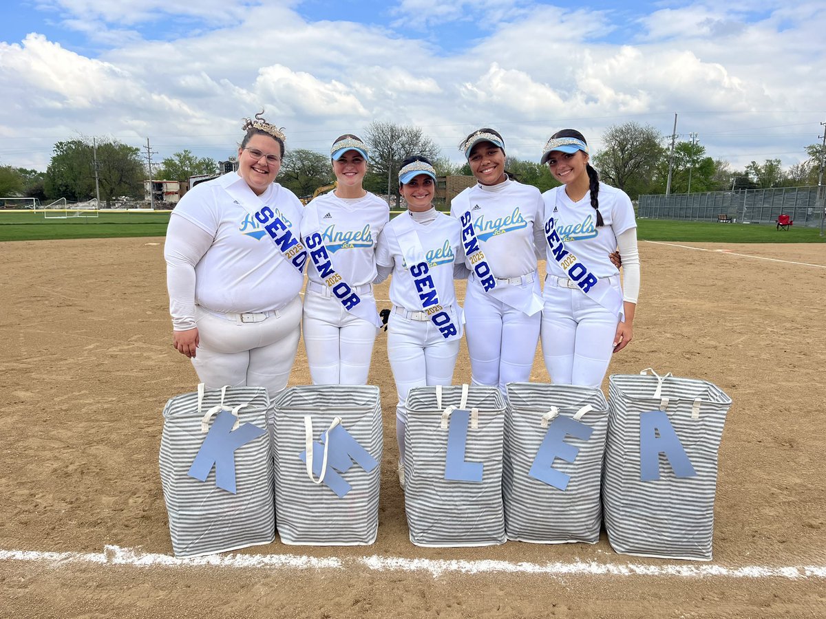 Senior Night is always bittersweet… bitter because the end is near, but sweet because these girls are the best. The Fab 5! We love our Seniors!!! 🩵💛🩵😇🩵💛🩵