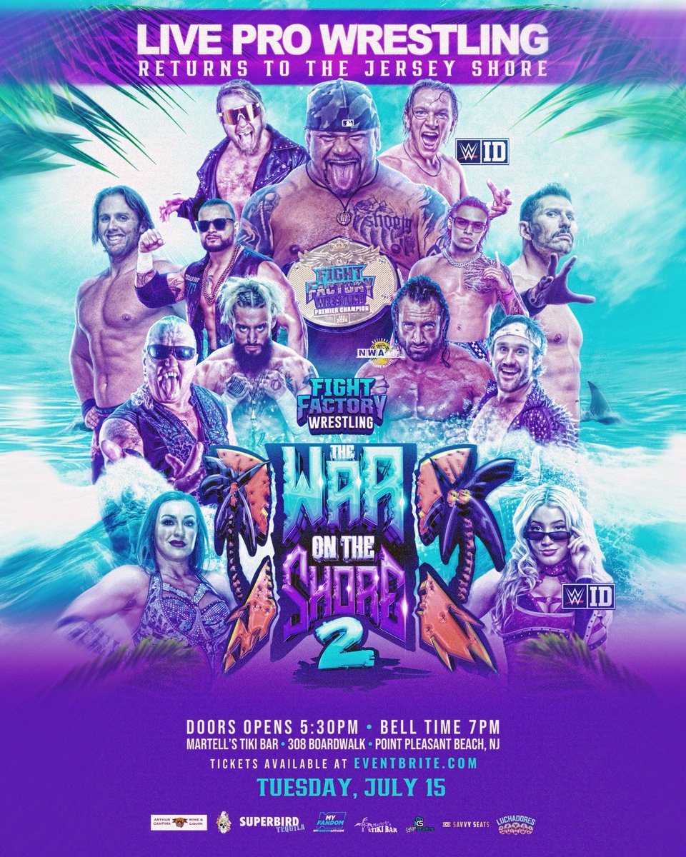 Dave Sturchio (@davesturchio) on Twitter photo The poster is ready! Let's party this summer!! Live at <a href="/MartellsTikiBar/">Martell's Tiki Bar</a> !! Let's go!!
7.15.25
Tickets here:
eventbrite.com/e/fight-factor…
Guests & Stars include: <a href="/JANELABABY/">“The Bad Boy” Joey Janela</a> <a href="/DannyMaff1/">DannyMaffWrestling300</a> <a href="/MarcusMathers1/">Marcus Mathers | マーカス・マザーズ</a> <a href="/bigtroubleBB/">Big Trouble Ben Bishop</a> <a href="/Santana_Proud/">Mike SANTANA🇵🇷</a> <a href="/KCwrestles/">KC Navarro</a> <a href="/MostMarketable/">Richard Holliday</a> <a href="/real1/">REAL1 (FKA Enzo Amore)</a> The poster is ready! Let's party this summer!! Live at <a href="/MartellsTikiBar/">Martell's Tiki Bar</a> !! Let's go!!
7.15.25
Tickets here:
eventbrite.com/e/fight-factor…
Guests & Stars include: <a href="/JANELABABY/">“The Bad Boy” Joey Janela</a> <a href="/DannyMaff1/">DannyMaffWrestling300</a> <a href="/MarcusMathers1/">Marcus Mathers | マーカス・マザーズ</a> <a href="/bigtroubleBB/">Big Trouble Ben Bishop</a> <a href="/Santana_Proud/">Mike SANTANA🇵🇷</a> <a href="/KCwrestles/">KC Navarro</a> <a href="/MostMarketable/">Richard Holliday</a> <a href="/real1/">REAL1 (FKA Enzo Amore)</a>