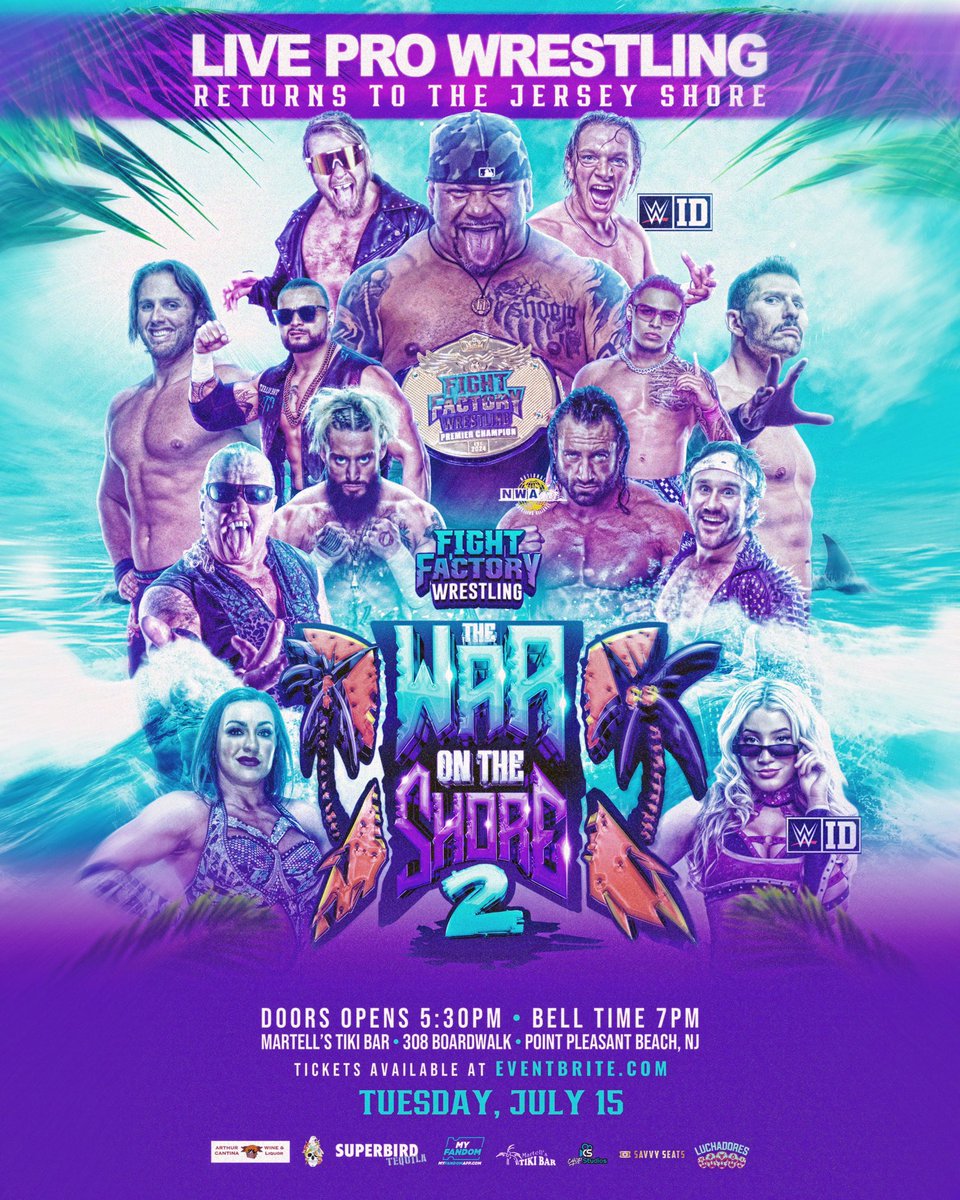 Chris Payne (@houseofpayne_24) on Twitter photo LET’S GO!!! The Event of the Summer, goes down live in Point Pleasant, New Jersey from <a href="/MartellsTikiBar/">Martell's Tiki Bar</a> !!!
Get tix now!!!
TUESDAY, JULY 15TH
<a href="/JANELABABY/">“The Bad Boy” Joey Janela</a> <a href="/FightFactoryUS/">FightFactoryWrestlingNJ</a> <a href="/DaveSturchio/">Dave Sturchio</a> #Wrestling #beach
eventbrite.com/e/fight-factor… LET’S GO!!! The Event of the Summer, goes down live in Point Pleasant, New Jersey from <a href="/MartellsTikiBar/">Martell's Tiki Bar</a> !!!
Get tix now!!!
TUESDAY, JULY 15TH
<a href="/JANELABABY/">“The Bad Boy” Joey Janela</a> <a href="/FightFactoryUS/">FightFactoryWrestlingNJ</a> <a href="/DaveSturchio/">Dave Sturchio</a> #Wrestling #beach
eventbrite.com/e/fight-factor…