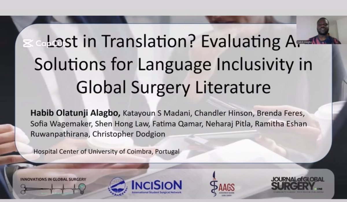 Katayoun S Madani MD MS FICS(Jr) (@smkaty) on Twitter photo Beyond proud of Dr. <a href="/HabibAlagbo/">Habib Alagbo</a> presenting our team’s work at International Congress of Innovations in Global Surgery <a href="/icigs2025/">Innovations in Global Surgery 2025</a> ! Thank you for the opportunity! #ICIGS2025 #GlobalSurgery #AI Beyond proud of Dr. <a href="/HabibAlagbo/">Habib Alagbo</a> presenting our team’s work at International Congress of Innovations in Global Surgery <a href="/icigs2025/">Innovations in Global Surgery 2025</a> ! Thank you for the opportunity! #ICIGS2025 #GlobalSurgery #AI