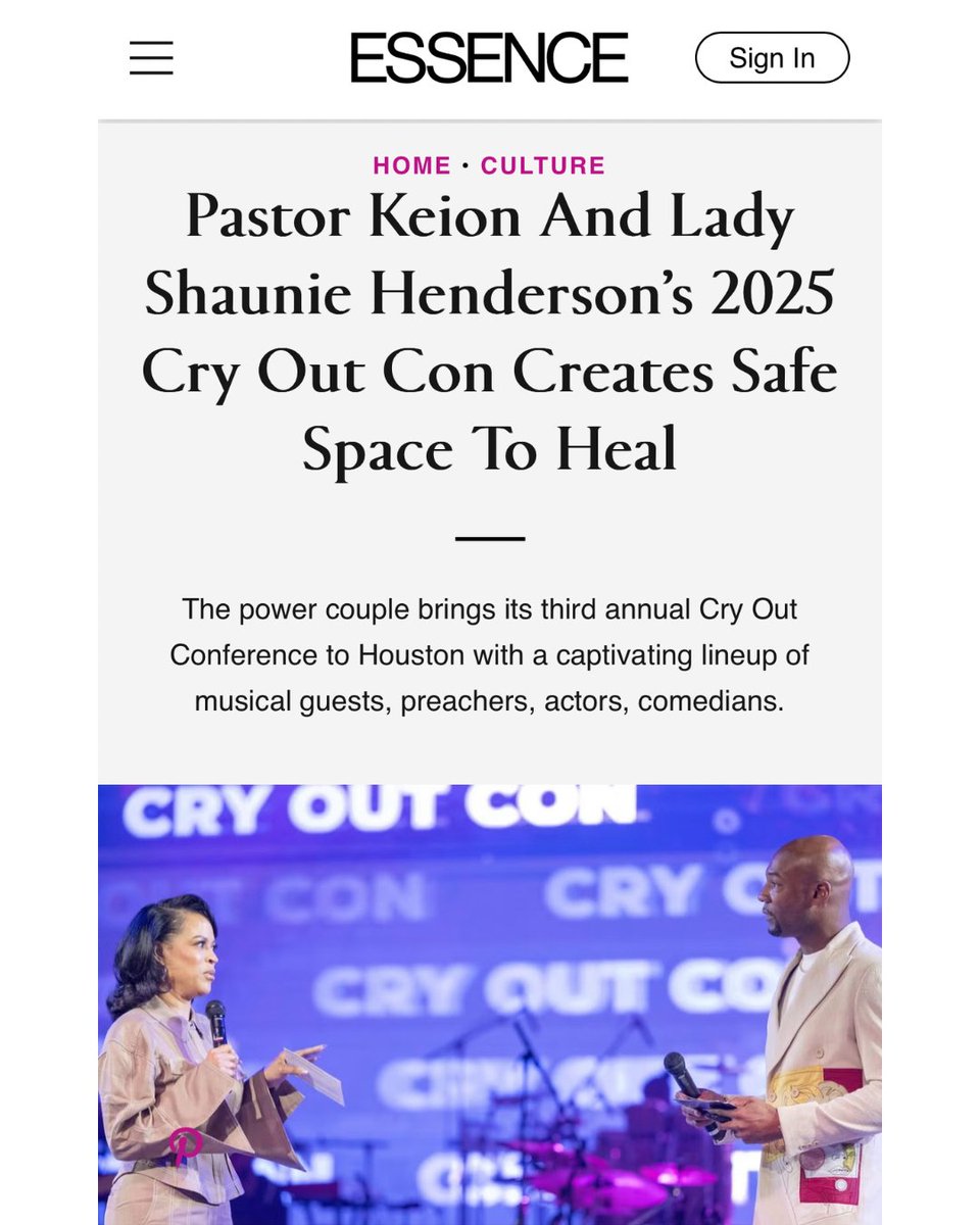PastorKeion's tweet photo. Honored to be featured in Essence—spotlighting how Cry Out Con creates a safe space to heal, grow, and go ALL IN. 🙌🏾
We’re just getting started.
Read the full article at https://t.co/R2OwiiD6GW
#CryOutCon #EssenceFeature #AllIn #PastorKeion #ShaunieHenderson #FaithInAction https://t.co/5YLYjbGCjt