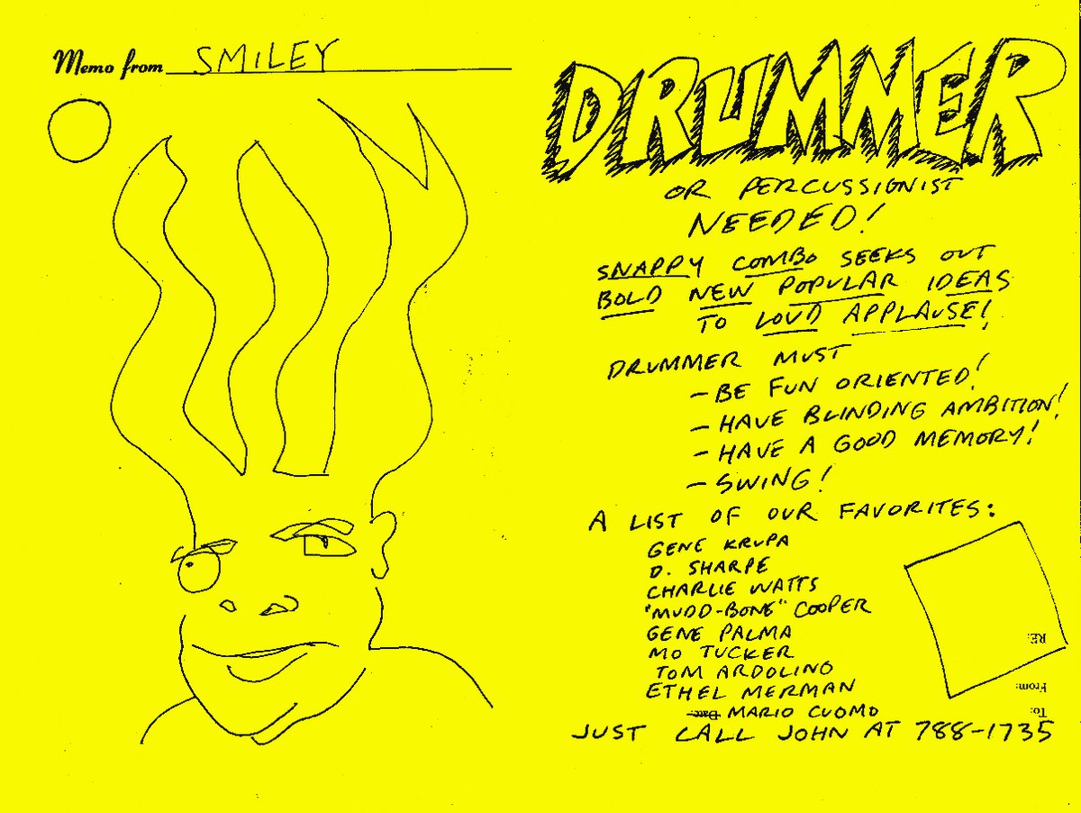 TMBG rhythm section want ad circa 1984