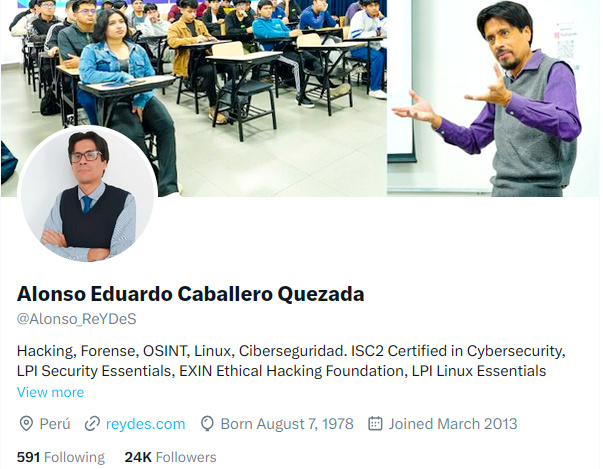 Alonso_ReYDeS's tweet image. 📈 He superado los 24,000 (24K) seguidores en mi cuenta de X (Twitter). Estoy muy reconfortado por alcanzar este número. 🌟 Los invito cordialmente a seguirme y mantenerse informados sobre temas de #Hacking, #Forense, #OSINT, y #CiberSeguridad. ¡Gracias!. 📱…