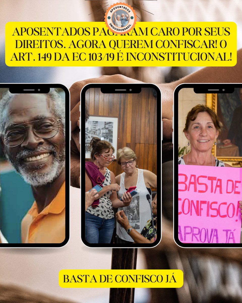 O sofrimento dos aposentados é real. STF, devolvam justiça com a retomada do julgamento da EC103/19! <a href="/STF_oficial/">STF</a>
@nunesmarquesK
<a href="/MinAMendonca/">André Mendonça</a>
<a href="/Cristianozaninm/">Cristiano Zanin Martins</a>
<a href="/FlavioDino/">Flávio Dino 🇧🇷</a>
👇
Salvem Aposentados
#AposentadoriaHonrada