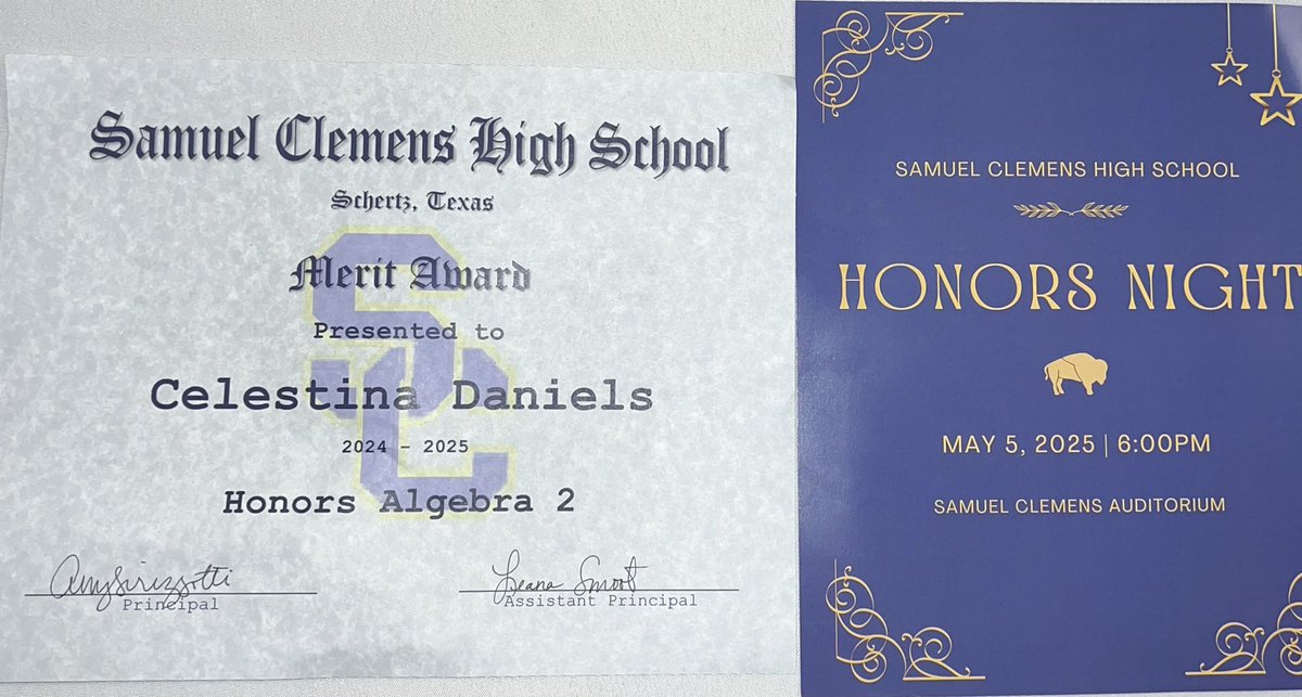 Celestina Daniels (@celestinad_09) on Twitter photo Thank you Ms.Placke for nominating me to receiving the Merit Award for Honors Algebra 2 at Honors Night. Go Buffs!!!🦬💙💛 <a href="/Buffs_Softball/">Buffs_Softball</a> <a href="/SamuelClemensHS/">Clemens High School</a> <a href="/bombersGold16u/">Bombers Gold 16U National 🥎</a> <a href="/MaxPreps/">MaxPreps</a> <a href="/bombers_academy/">Bombers Academy</a> <a href="/ExtraInningSB/">EXTRA INNING SOFTBALL</a> <a href="/LineDsoftball/">Line Drive Media</a> Thank you Ms.Placke for nominating me to receiving the Merit Award for Honors Algebra 2 at Honors Night. Go Buffs!!!🦬💙💛 <a href="/Buffs_Softball/">Buffs_Softball</a> <a href="/SamuelClemensHS/">Clemens High School</a> <a href="/bombersGold16u/">Bombers Gold 16U National 🥎</a> <a href="/MaxPreps/">MaxPreps</a> <a href="/bombers_academy/">Bombers Academy</a> <a href="/ExtraInningSB/">EXTRA INNING SOFTBALL</a> <a href="/LineDsoftball/">Line Drive Media</a>