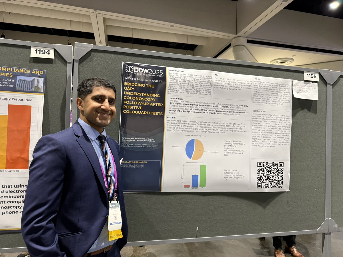 Muhammad Ali Ibrahim Kazi (@ibrahimkazi_10) on Twitter photo Superbly proud to have been able to represent <a href="/AAMC_IMRes/">Anne Arundel Medical Center IM Residency Program</a> at #DDW.
Our team was able to present 6 posters at #DDW.
Enormously grateful to mentors <a href="/SanmeetSingh07/">Sanmeet Singh MD</a> and <a href="/NMuganlinskaya/">Nargiz Muganlinskaya</a> for their help and support.
#DDW25 #AGA #Begutsy #gastro
<a href="/DDWMeeting/">Digestive Disease Week</a> <a href="/AmerGastroAssn/">American Gastroenterological Association (AGA)</a> Superbly proud to have been able to represent <a href="/AAMC_IMRes/">Anne Arundel Medical Center IM Residency Program</a> at #DDW.
Our team was able to present 6 posters at #DDW.
Enormously grateful to mentors <a href="/SanmeetSingh07/">Sanmeet Singh MD</a> and <a href="/NMuganlinskaya/">Nargiz Muganlinskaya</a> for their help and support.
#DDW25 #AGA #Begutsy #gastro
<a href="/DDWMeeting/">Digestive Disease Week</a> <a href="/AmerGastroAssn/">American Gastroenterological Association (AGA)</a>