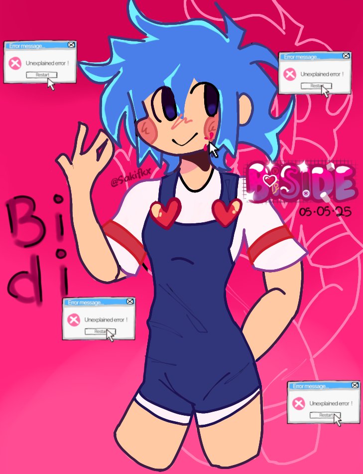 sakifkxx's tweet image. Hi! I drew Bidi and liked the result, so I'll post it here! #BiSideFNF