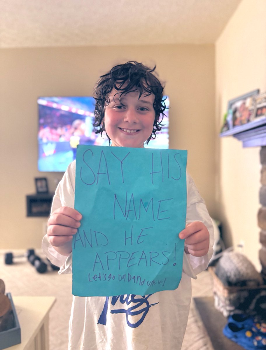 micoolfish's tweet image. Hey @joehendry. My son made a sign for the Broad Street Run in Philly that said: “Say his name, and he’ll appear. Let’s go my dad and uncle.” You’ve got a new little fan who believes in the power of Joe Hendry!