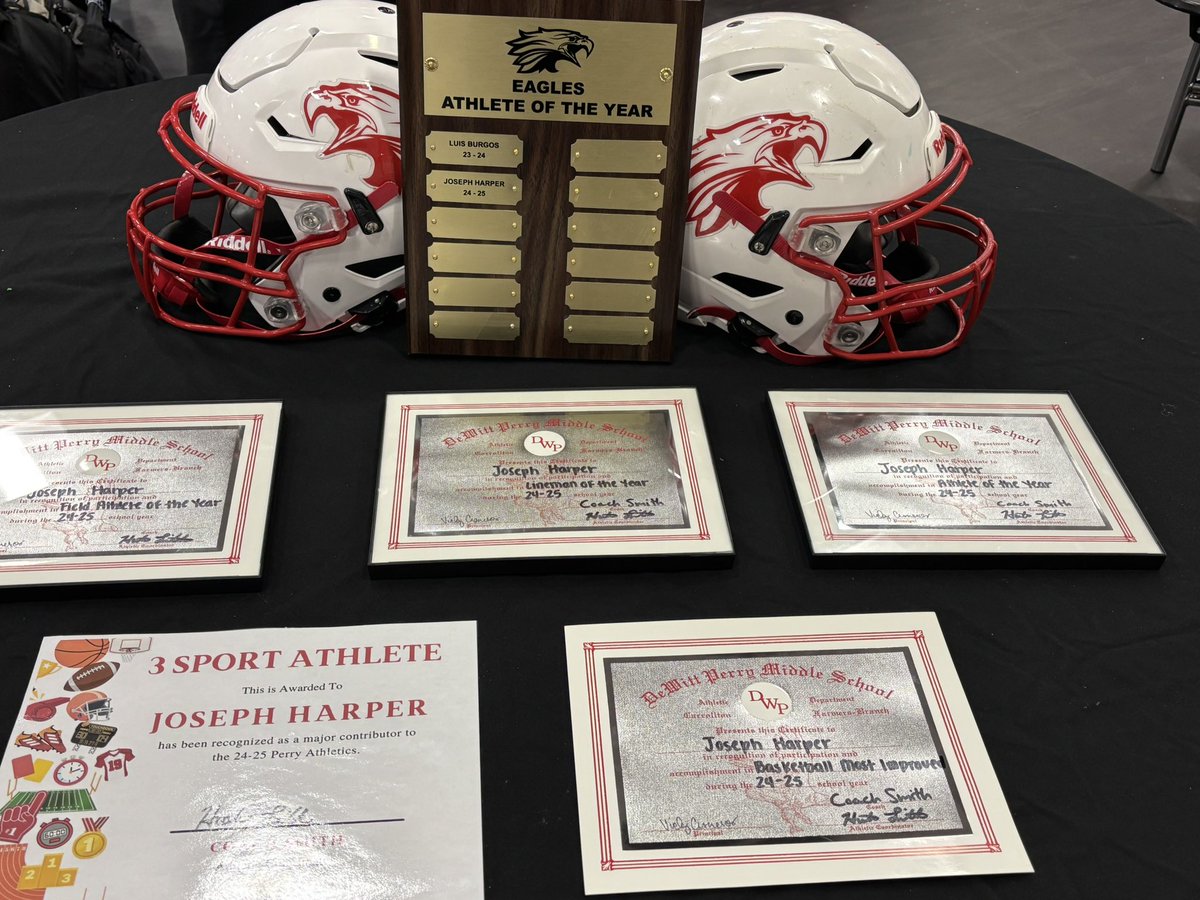 Ryan Harper (@ryanhar61109993) on Twitter photo Tonight was Joseph’s 8th Grade Athletics Banquet. Here are a few of his awards: 3 sport athlete, Lineman of the Year, Field Athlete of the Year, Most Improved in Basketball, and Male Athlete of the Year.
<a href="/DeWitt_Perry/">DeWitt Perry Middle School</a> <a href="/Ranchview_SC/">RHS Wolves Strength & Conditioning</a> <a href="/RHSWolfpackFB/">Ranchview Football</a> <a href="/CFBathletics/">CFB Athletics</a> <a href="/RanchviewTrack/">Ranchview Track</a> Tonight was Joseph’s 8th Grade Athletics Banquet. Here are a few of his awards: 3 sport athlete, Lineman of the Year, Field Athlete of the Year, Most Improved in Basketball, and Male Athlete of the Year.
<a href="/DeWitt_Perry/">DeWitt Perry Middle School</a> <a href="/Ranchview_SC/">RHS Wolves Strength & Conditioning</a> <a href="/RHSWolfpackFB/">Ranchview Football</a> <a href="/CFBathletics/">CFB Athletics</a> <a href="/RanchviewTrack/">Ranchview Track</a>