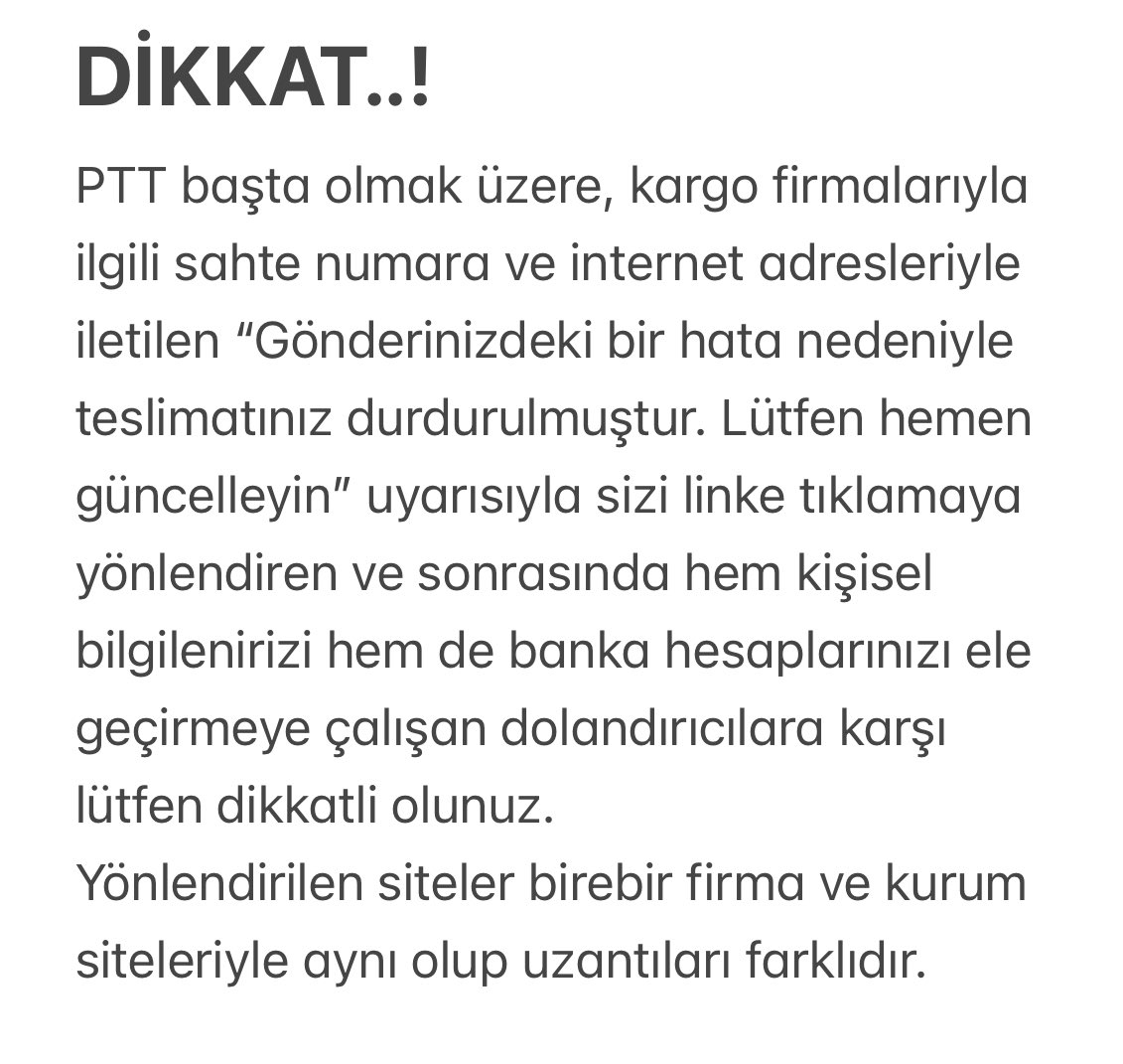 Dolandırıcılara dikkat!
444’lü numara olması sizi aldatmasın. İnternet uzantılarına da dikkat edin lütfen!