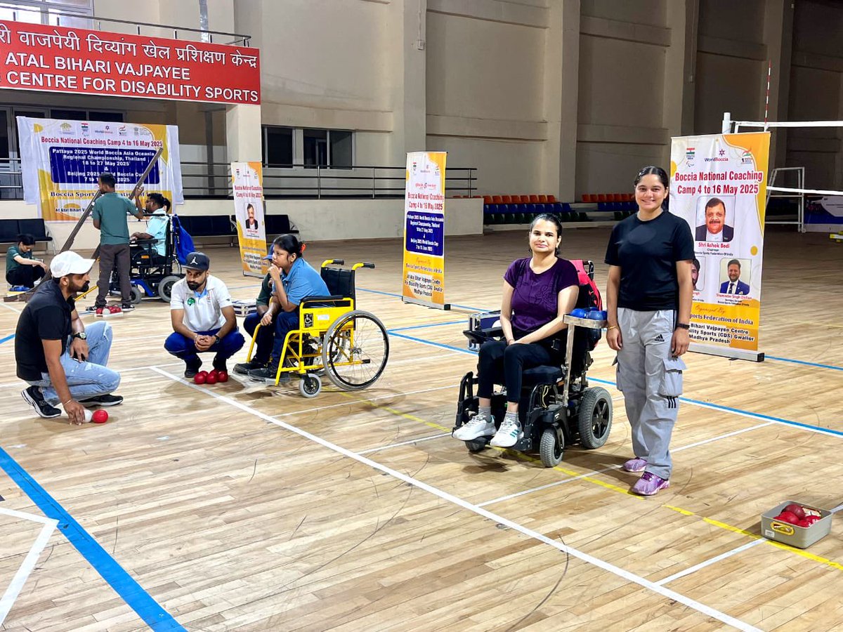 The Boccia National Coaching Camp is in full swing at CDS Gwalior!
Athletes from across the country are training hard in preparation for two major international competitions — one in Thailand this May and another in China in early June 2025.

#BocciaIndia #NationalCamp