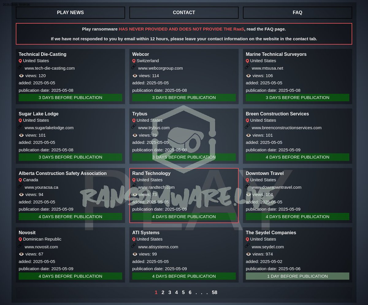 TweetThreatNews's tweet image. Ransomware strikes Rand Technology in the US, attributed to the group known as &apos;play&apos;. The cyber threat landscape continues to evolve. Stay alert! 🔒💻 #RandTechnology #Ransomware #UnitedStates

link: ift.tt/gbZvAx6