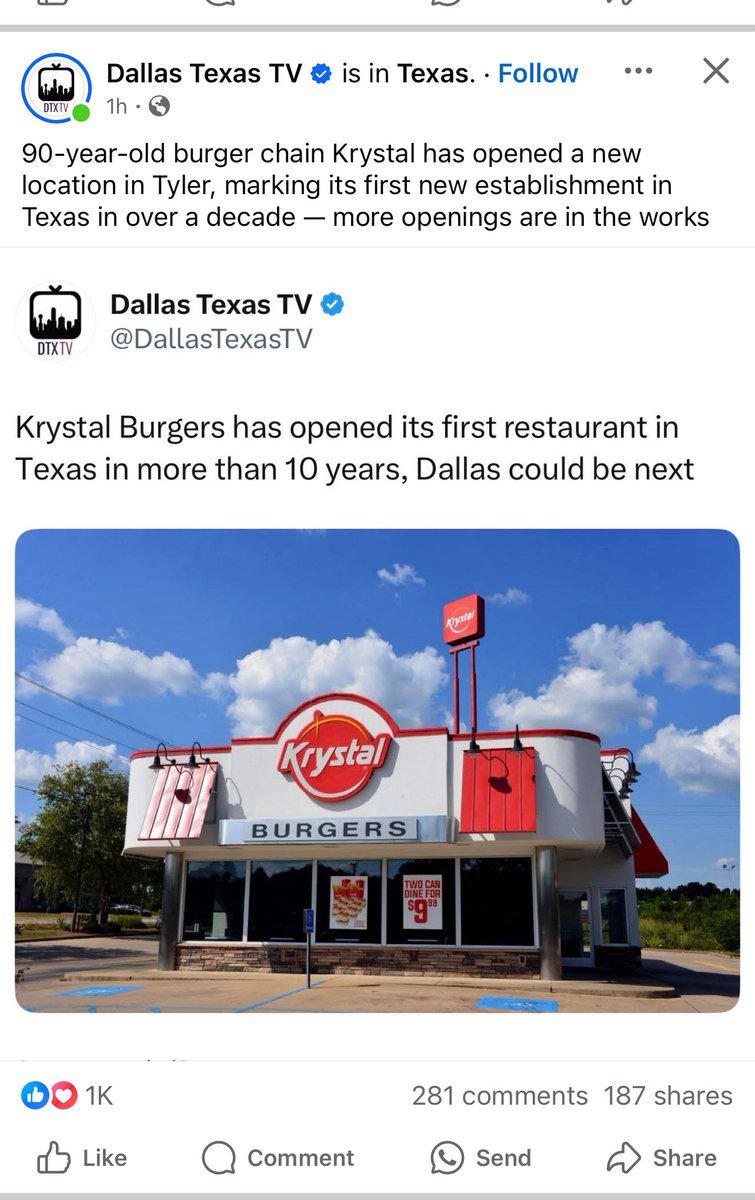 Come on <a href="/WhiteCastle/">White Castle</a>....please beat Krystal to Dallas!! Please. Please. Please.