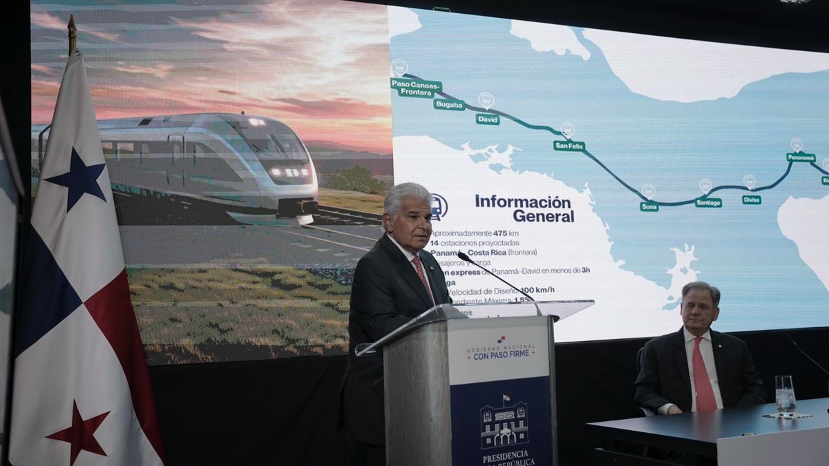 JoseRaulMulino's tweet image. Hace un año, muchos decían que el tren Panamá–Chiriquí era imposible. Hoy presentamos su trazado.
Así como cumplimos con el Espacio del Emprendedor, medicinas a precios bajos, las Tiendas del Pueblo y atención digna a pacientes, el tren también avanza.
Este tren simboliza el…